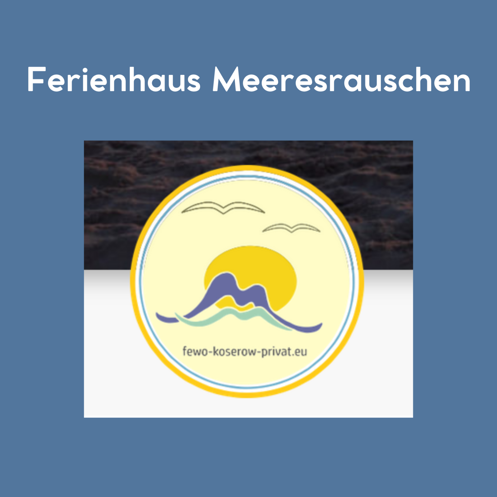 Logo des Ferienhaus Meeresrauschen auf dunkelblauem Hintergrund