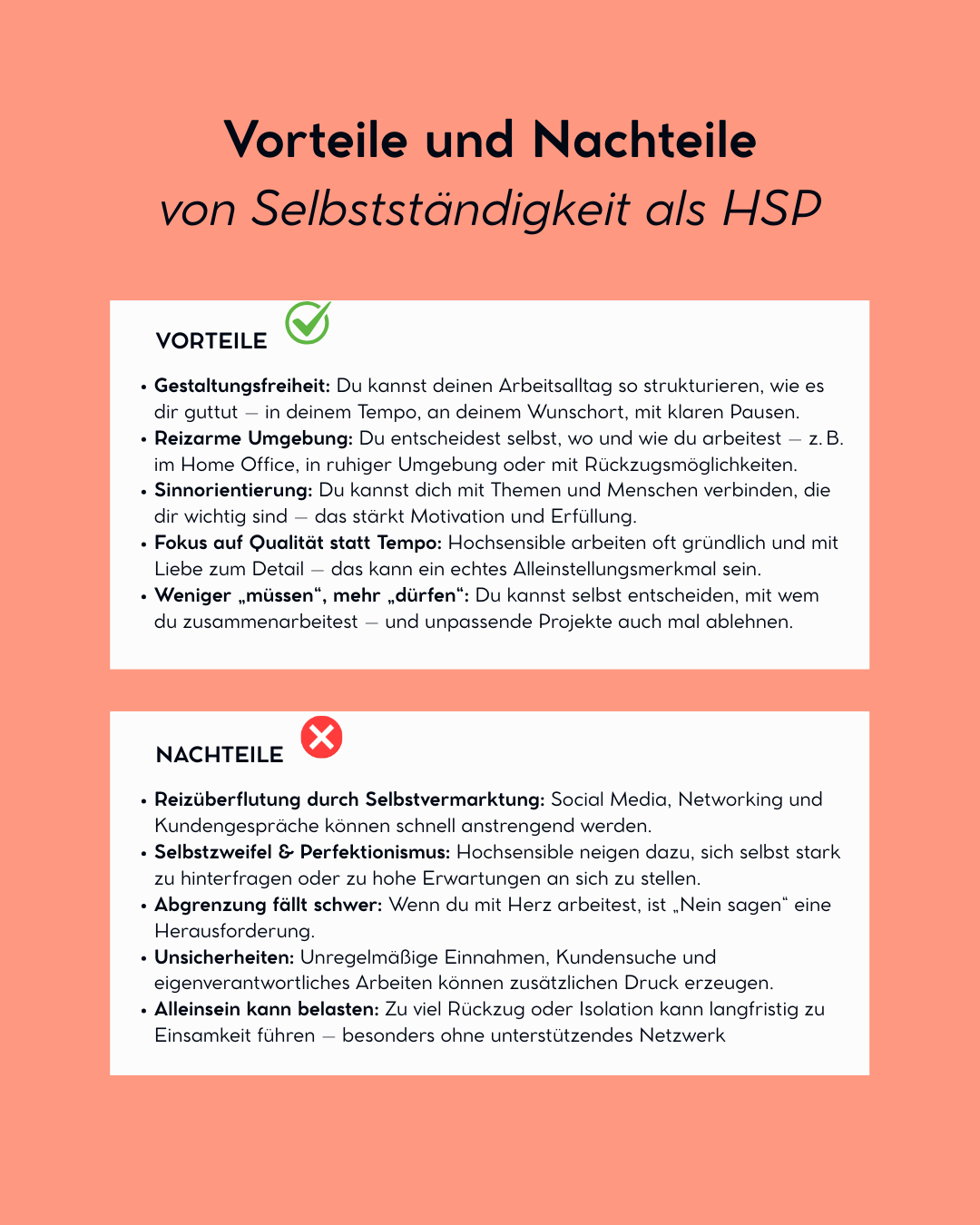 Vor- und Nachteile der Selbstständgkeit für Menschen mit Hochsensibilität