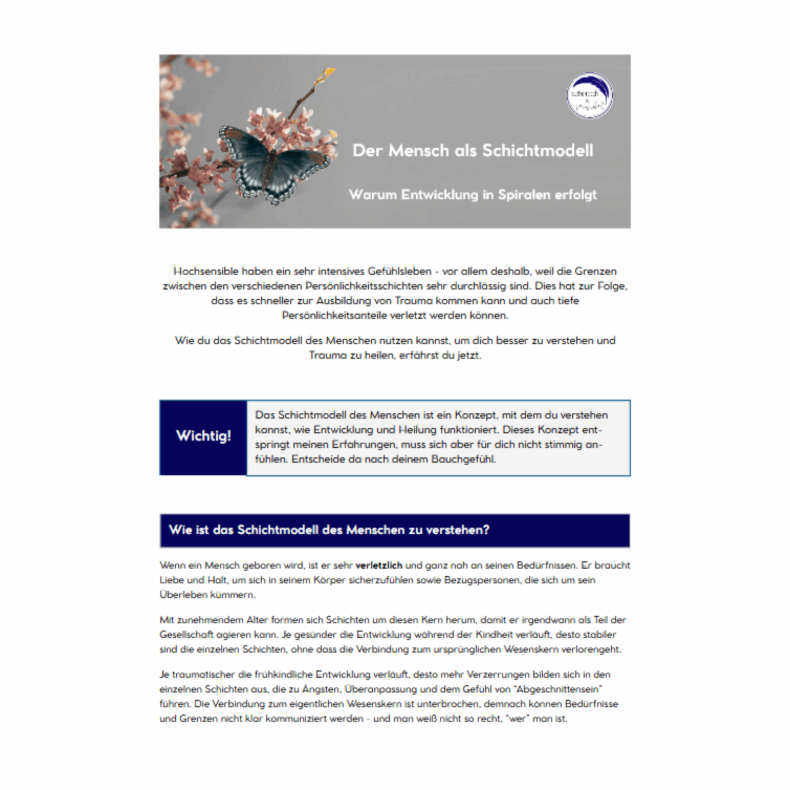 Mensch als Schichtmodell, wie Trauma auf verschiedenen Persönlichkeitsschichten wirkt und wie Trauma gesund aufgearbeitet werden kann