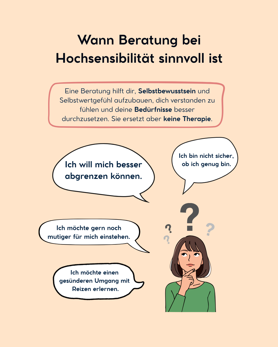 Wann Beratung bei Hochsensibilität sinnvoll ist - Beratung fördert Selbstbewusstsein und Selbstwertgefühl, ersetzt aber keine Therapie