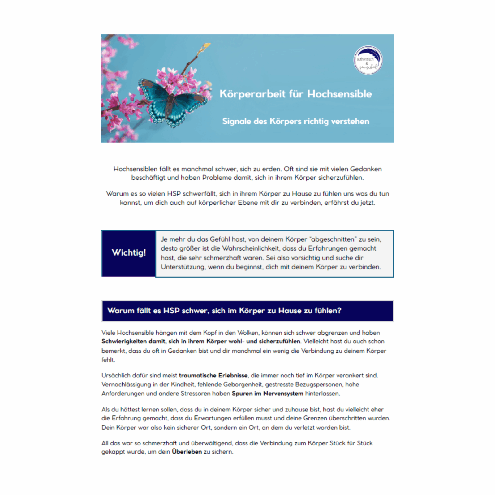 Körperarbeit für Hochsensible - Signale des Körpers richtig verstehen
