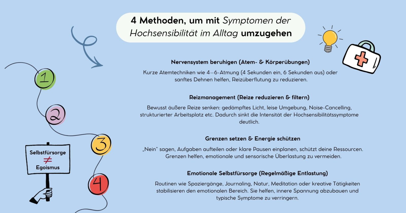 4 Methoden, um mit Symptomen der Hochsensibilität im Alltag umzugehen