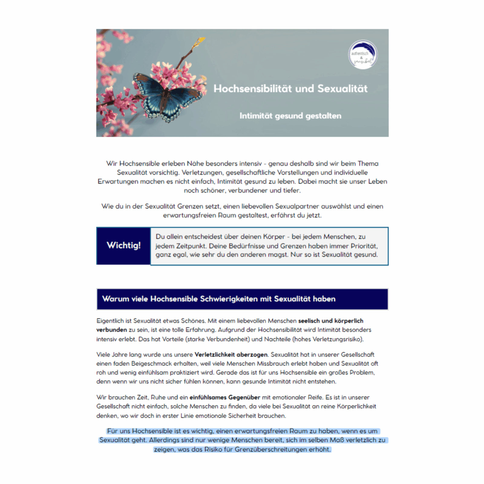 PDF Hochsensibilität und Sexualität - Intimität für HSP gesund gestalten